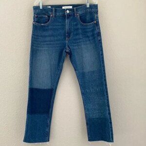 PacSun Women's Vintage Skinny Style 2-Tone Color Block Patch Raw Jeans Size 32